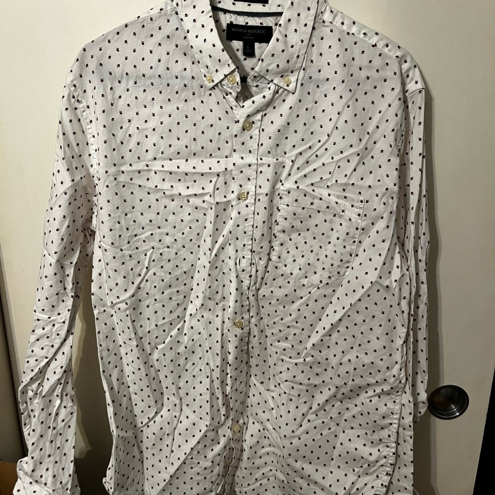 White Rose Patterned Men's Shirt
